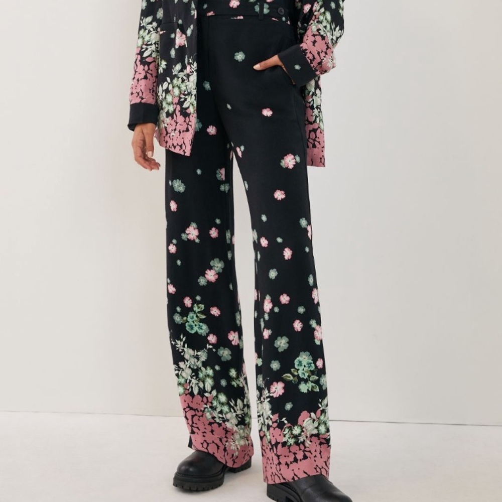 RARE Anthropologie Wode Leg Ella Floral Pants, sz 6